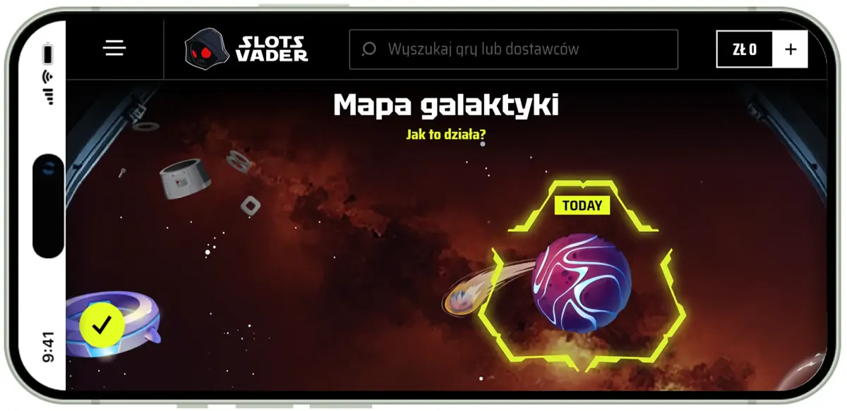 Ekran Mapy Galaktyki w kasynie SlotsVader